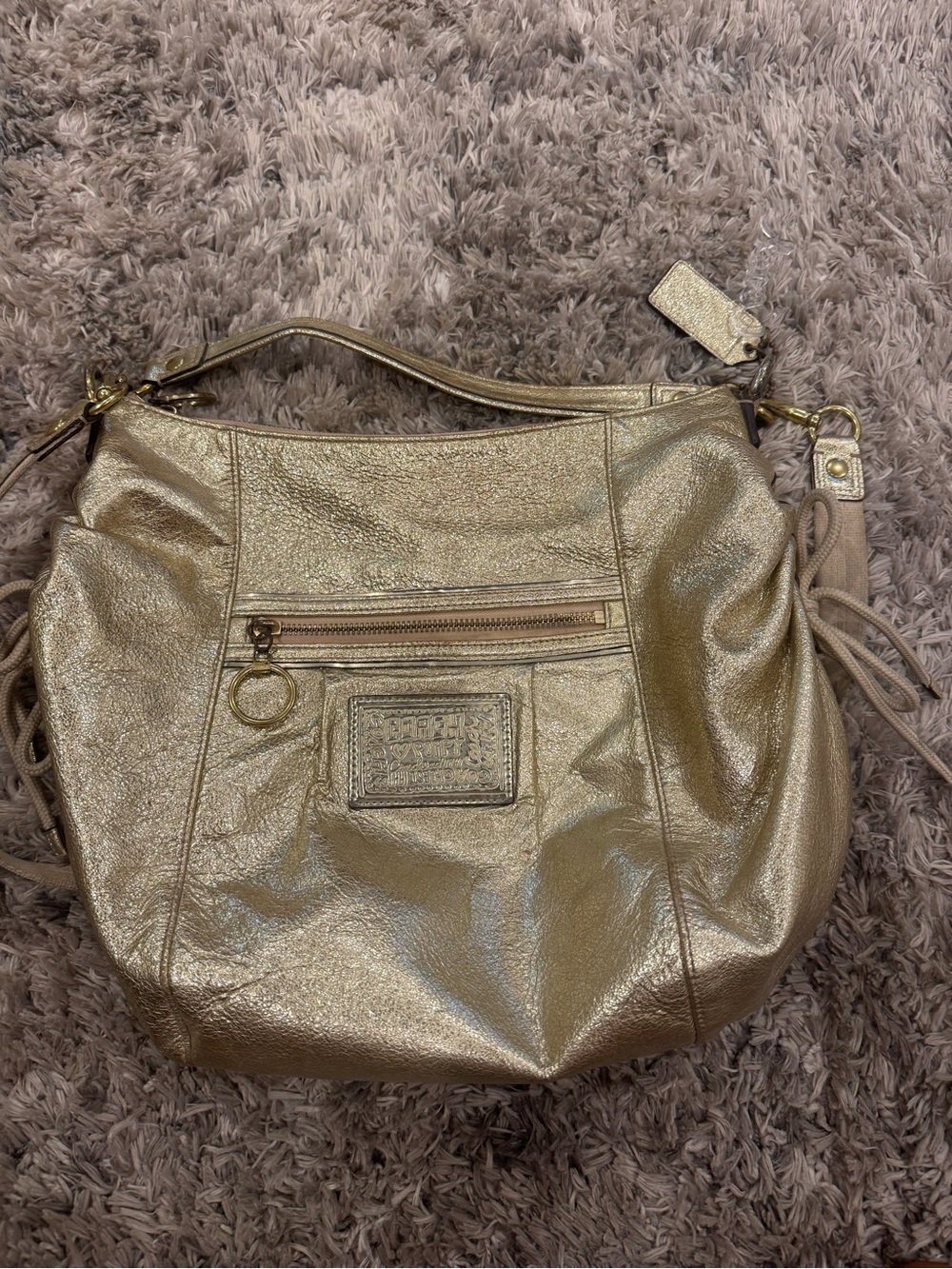Coach Poppy Gold Women's Hobo Bag - Metallic Shoulder Handbag